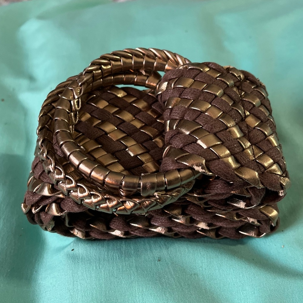 Vintage Elegant Metallic Brown Braided Women's Belt